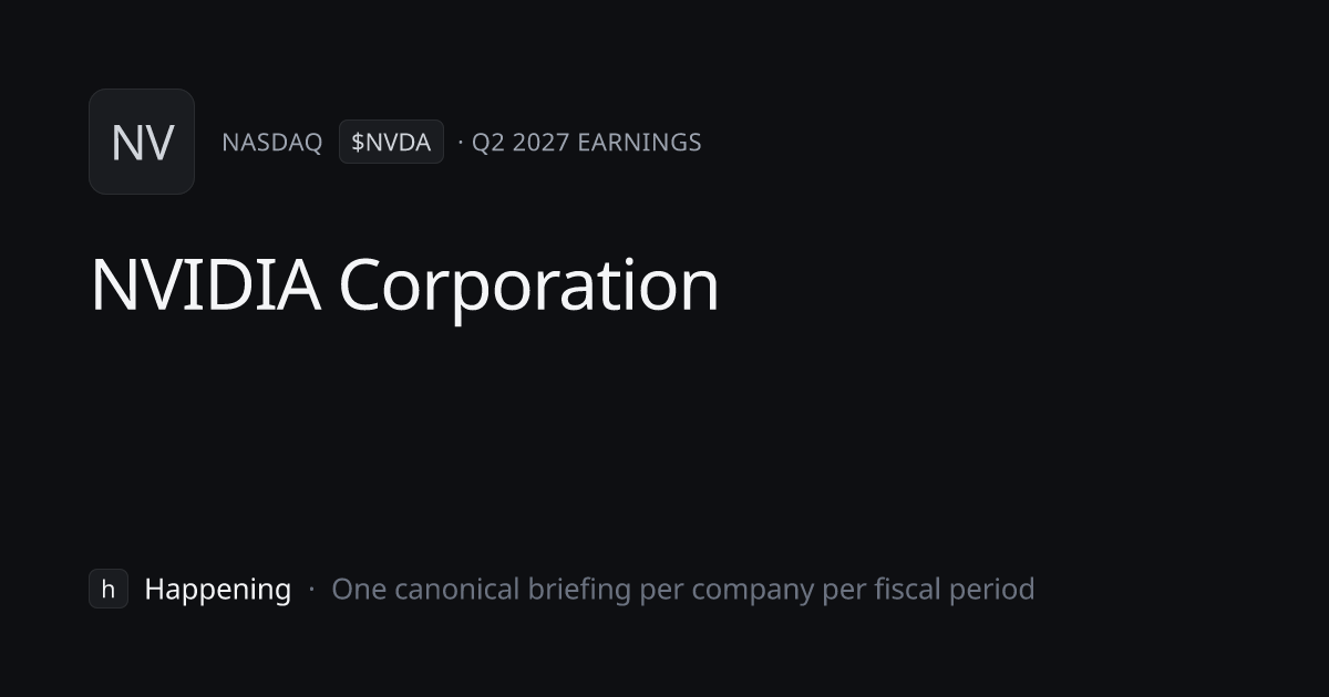 NVDA · Q2 2027 earnings · NVIDIA · Happening