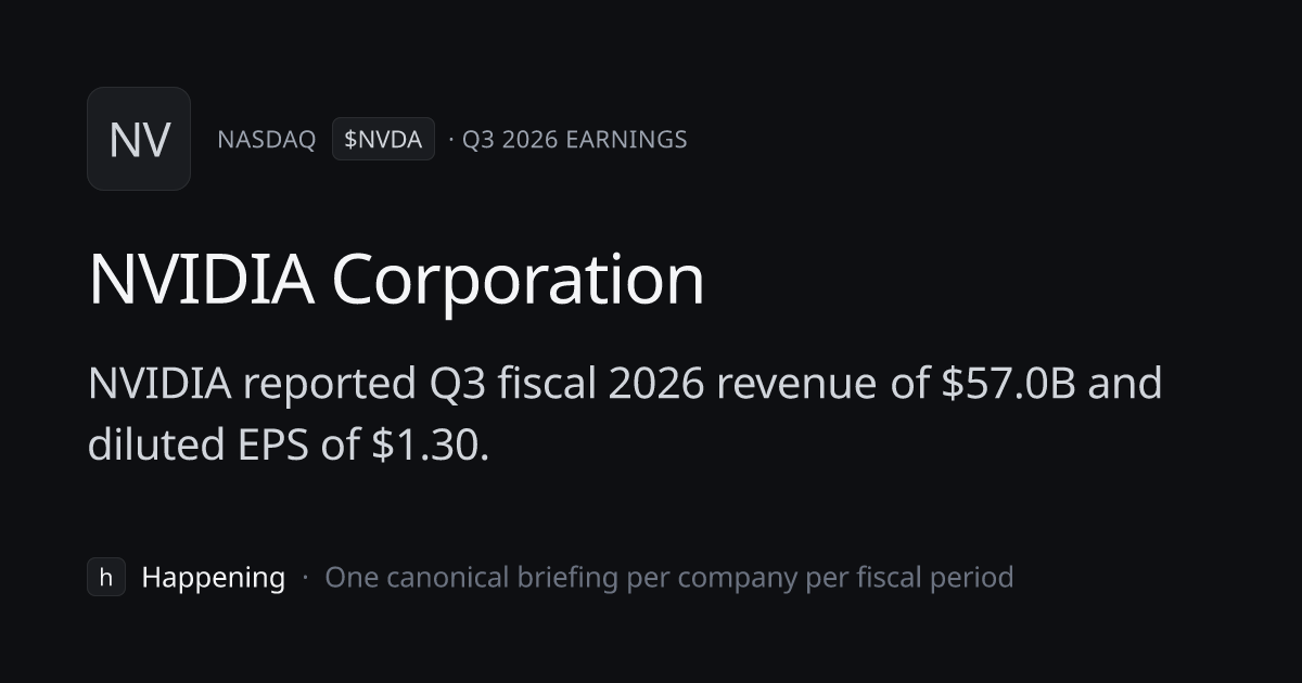 NVDA · Q3 2026 earnings · NVIDIA · Happening