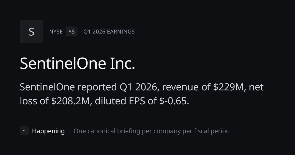 S · Q1 2026 earnings · SentinelOne · Happening